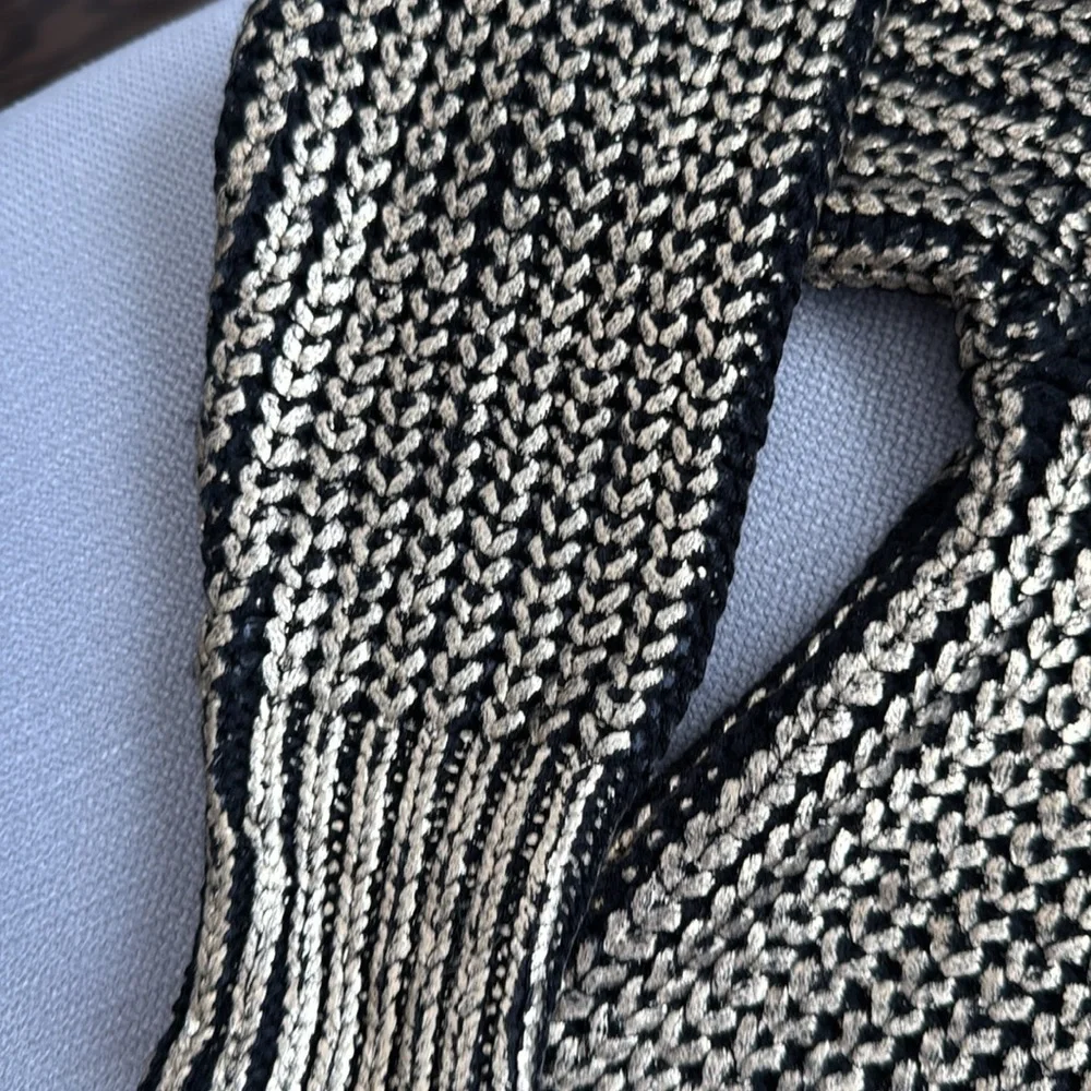 Chic Black and Gold V-Neck Sweater